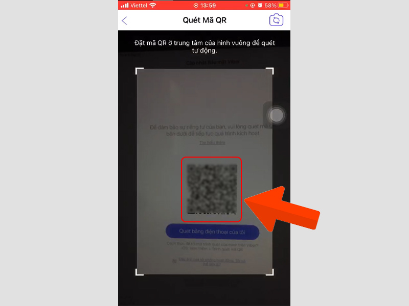 Quét mã QR trên điện thoại